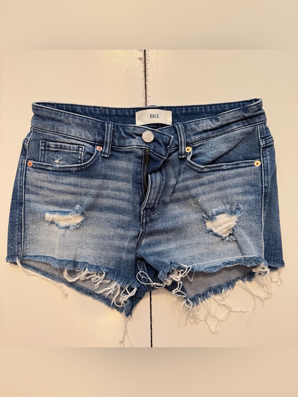 Women’s 26 Payton BKE Distressed Light Blue Denim Shorts